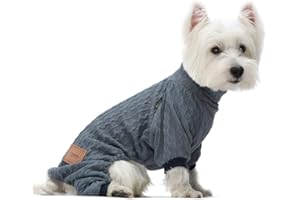 Fitwarm Turtleneck Knitted Dog Sweaters Winter Outfits Pet Coats Cat Clothes Blue Medium