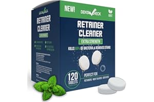 Lingito Retainer and Denture Cleaner 120 Tablets, 4 Month Supply Cleaning Tablets Denture Cleaners Remove Bad Odors, Plaque, Stains from Night Guards, Mouth Guards, Dental Appliance
