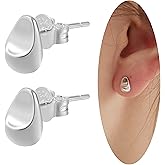 Sterling Silver Teardrop Stud Earrings, Hypoallergenic 925 Sterling Silver Small Stud Earrings for Women Girls,Handmade Plated Sterling Silver Polished Stud Earrings for Sensitive Ears