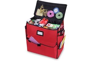ProPik Christmas Storage Organizer, Gift Bags, Bows, Ribbons and Wrapping Accessories Container (Red)