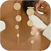 Gold Dangle Earrings for Women Long Statement Drop Boho Gold Chandelier Disc Tassel Earrings Dangle for Party Wedding Trendy Jewelry Gifts