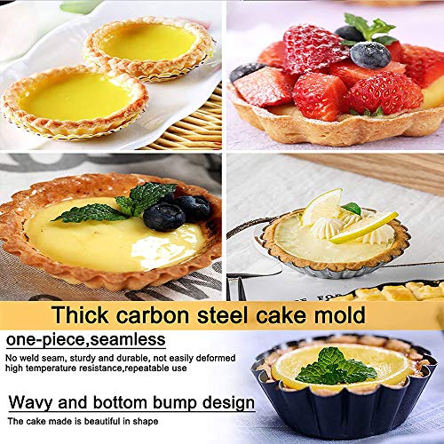 Egg Tart Molds 6Pcs Tart Pan 2.6inch, Mini Carbon Steel Non Stick Tart Pans, Tart Molds For Baking (2.6inch)