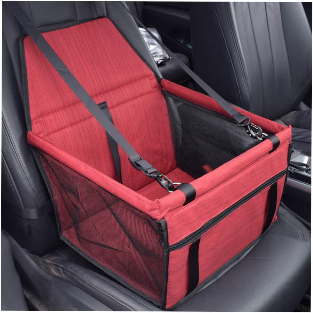 New Waterproof Breathable Pet Car Mat Safety Pet Car Booster Washable Frosted Oxford Cloth Pet Carry Car Bag Travelling Pet Car Cushion(Vertical Stripe-Red)