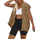 SENSERISE Womens Oversized Puffer Vest Sleeveless Quilted Jacket Zip Up Hooded Puffy Vest Winter Coats with Pockets