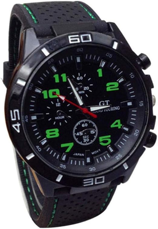 casual quartz analog silicone stainless steel dial sports wristwatch