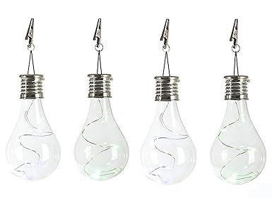 UniqStore 4er Set Solar Glühbirne transparent Glühbirne LED Solarleuchte für Garten , Terrasse , Balkon und Party