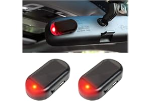 JOYCOURT Car Solar Power Simulated Dummy Alarm, Car Alarm Warning Light Fake Lamp with USB Charger Port, Anti-Theft LED Flashing Security Light Car Accessories for Most Cars (Red, 2PCS)