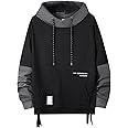 GURUNVANI Contrast Color Pullover Hoodie Mens Patchwork Hoodies Men