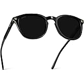 WearMe Pro WMP Eyewear - Men's Classic Round Polarized Sunglasses, Premium Slim Acetate Frame with Dashed Rivet Details