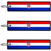 JAVD Croatia Flag Keychain Tag with Key Ring - Keys, Cars, Motorcycles, Backpacks, Luggage and Gifts - EDC -3 Pack