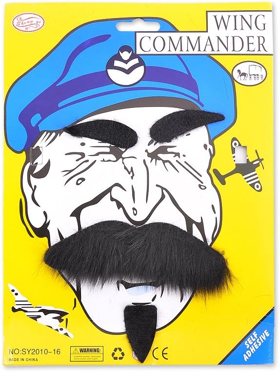 DS. DISTINCTIVE STYLE Fake Mustache Self Adhesive Fake Moustache and Eyebrow Set Novelty Beard for Halloween Party Costume - Black