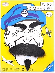 DS. DISTINCTIVE STYLE Fake Mustache Self Adhesive Fake Moustache and Eyebrow Set Novelty Beard for Halloween Party Costume - Black