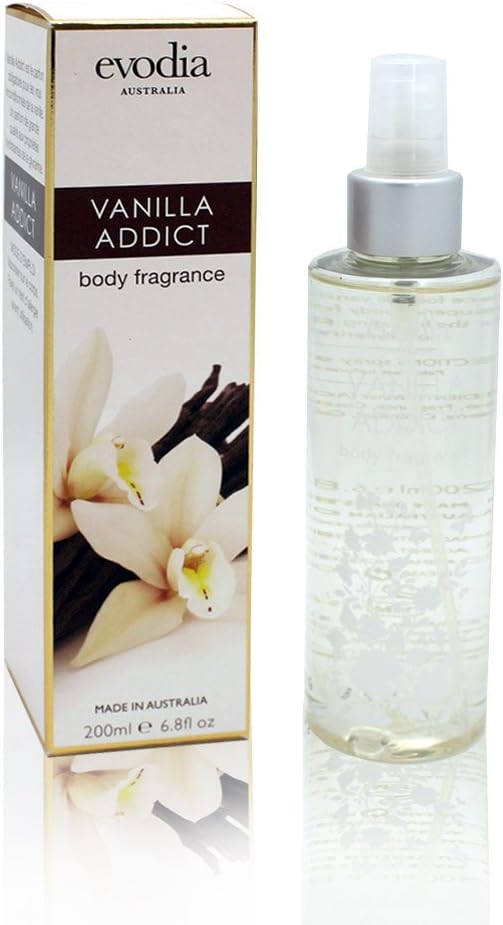 Evodia Australia Luxury Bath and Body Spray - 100% authentic & Quality - Long-lasting scent Hottest new fragrances - Free from parabens - No animal testing - Recyclable packaging - Vanilla Addict by Evodia Australia
