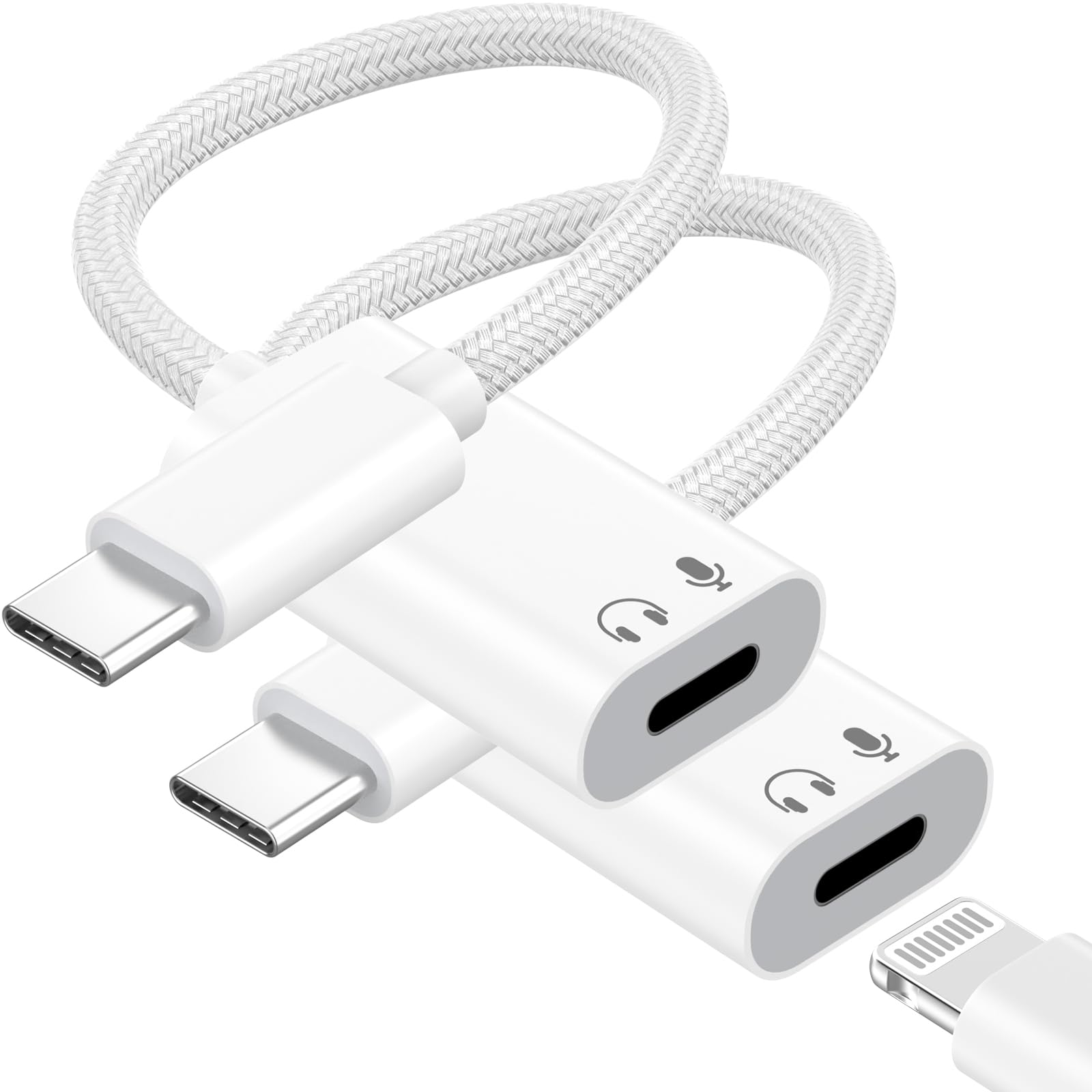 Photo 1 of [Apple MFi Certified] USB C to Lightning Headphone Audio Adapter,2 Pack Type C Male to Female Lightning Earphone Converter, Compatible with iPhone 17/16/15 Plus/Pro/Max, iPad, MacBook