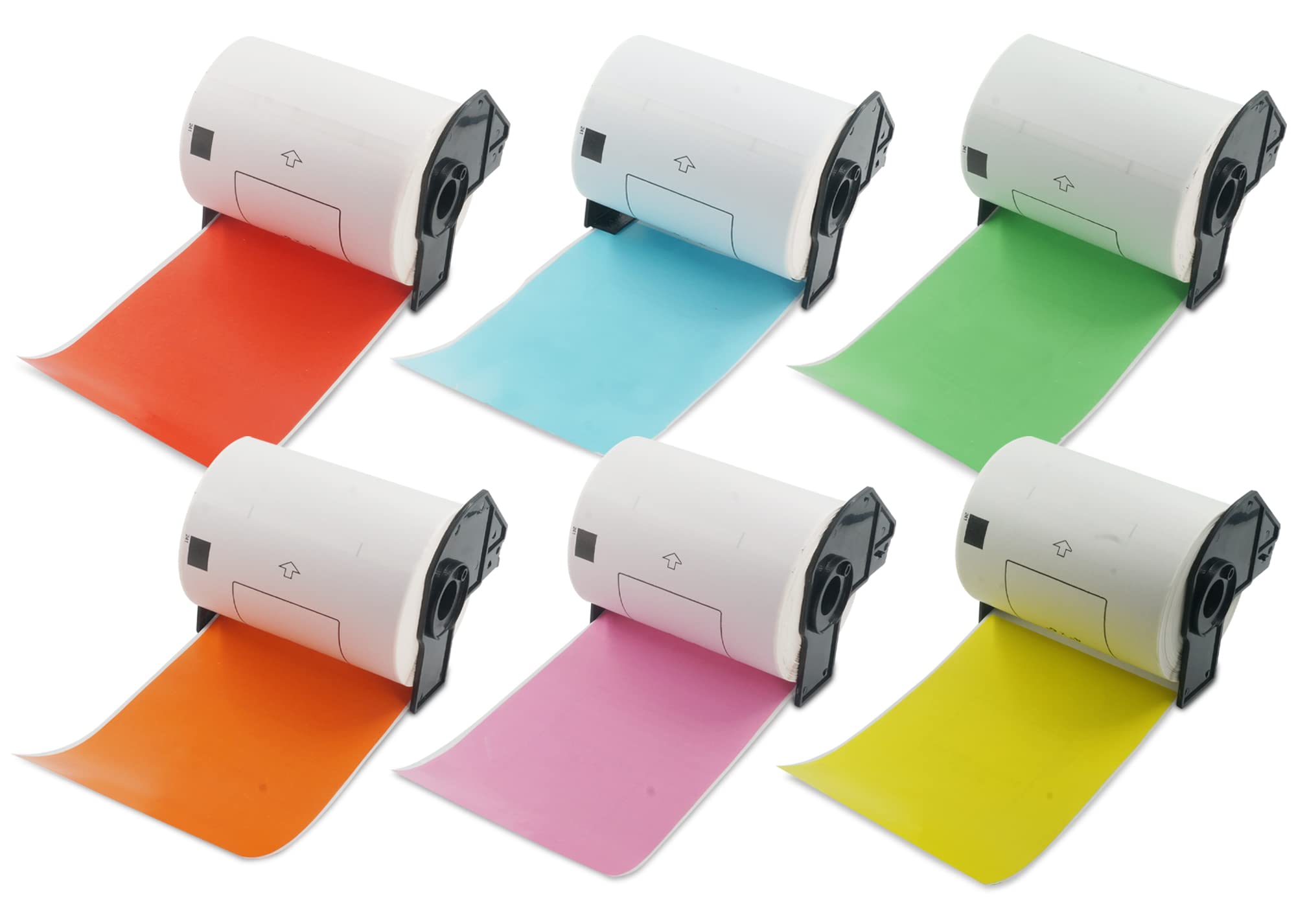 BETCKEY - 6 Rolls Mixed Color DK-11241 Labels, 102mm x 152mm, Each Colour for a Roll, 1200 Shipping Labels Compatible with Brother QL Label Printers