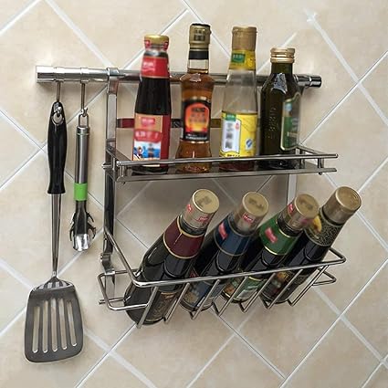 Buy Indian Decor 311006 Kitchen Racks Stainless Steel Wall Mounted