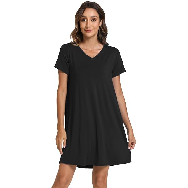 thumbnail image 2 of GYS Women's Bamboo Viscose Nightgown - Super Soft Long Sleeve Sleep Dress With V-Neck & Buttons 2 of 13