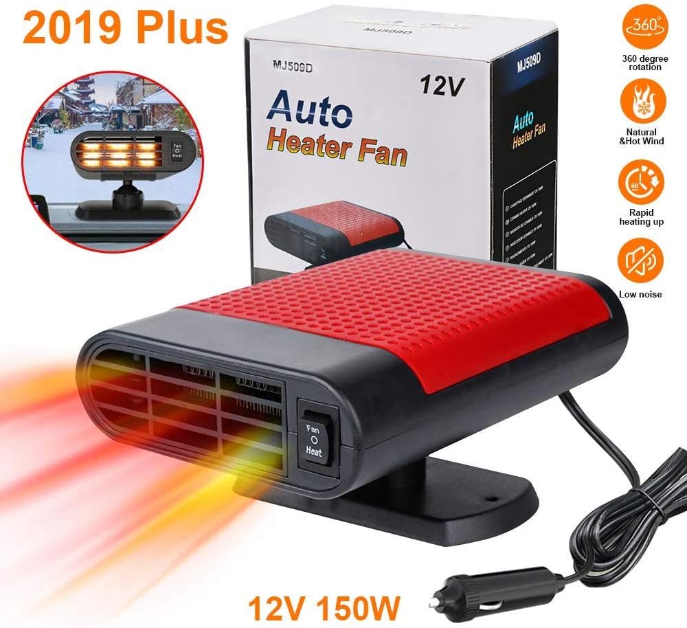 MOSOYN Car Heater Defroster,【2019 Upgrade】 Portable Car Heaters Fast Heating Quickly Defrost Defogger Demister Vehicle Heat Cooling Fan Plug in Cigarette Lighter Best Gift for Winter,12V 150W(Red)