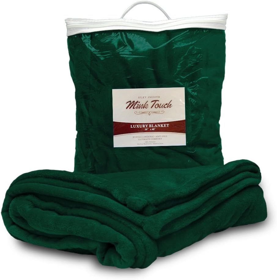 Cloud Mink Touch Throw Blanket (Forest Green)