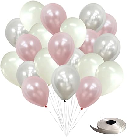Amazon Frontier 風船 パールバルーン デコレーション 100個セット 誕生日 飾りつけ おしゃれ パールバルーン100個入り ピンク シルバー ホワイト 風船 バルーン おもちゃ