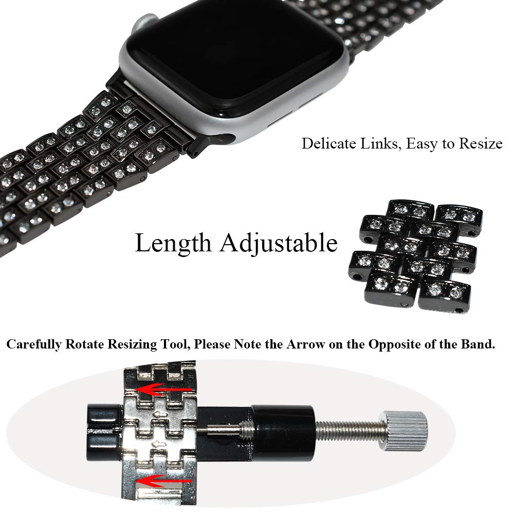YUNSHU Rhinestone Diamond Apple Watch Band Replacement for Apple Watch Series 5/4/3/2/1 38mm 40mm 42mm 44mm iWatch Bling Metal Jewelry Dressy ...