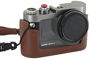 MOVMAX Vintage Camera Cage for Insta360 Ace Pro 2 with Carrying Strap, Aluminum Alloy Metal Cage with Retro Soft Leather, Col