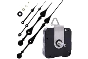 EMOON High Torque Movement Mechanism with Extra-Long 11 1/8 Inch Spade Hands, Quartz Motor Kit for Custom Repair, Total Shaft Length 7/8 Inch (Black)