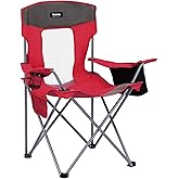 Byliable Camping Chairs Portable Lightweight Folding Lawn Chairs, Red | Mesh Back, Easy Fold with Cooler Bag, Cup Holder &amp; Side Pocket Outdoor for Camping, Sports, Beach, Hiking, Fishing