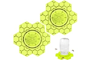 ZHIYUEJING 2-Pack Bee Feeder for Mason Jar, Watering Station for Garden, Orchard & Balcony,Silicone Feeder for Hives & Farmland, Fits Regular and Wide Mouth Jars, Yellow Beekeeping Supplies