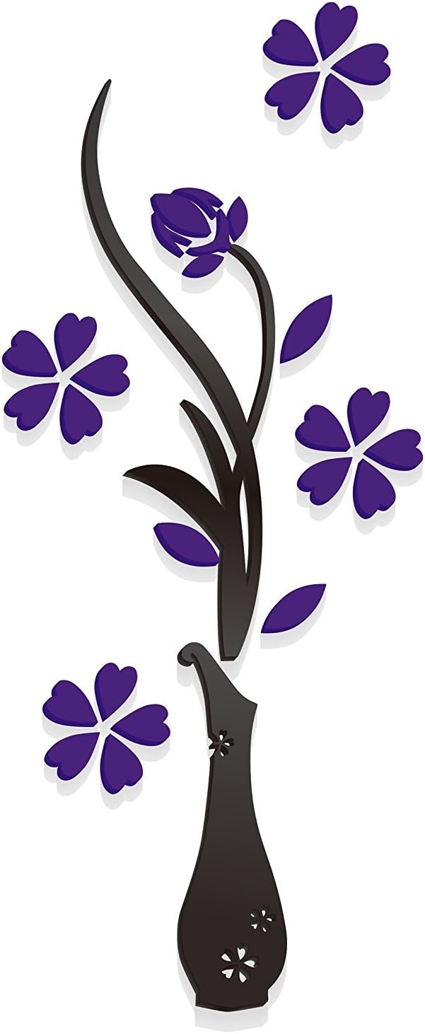 3d Vase Wall Murals for Living Room Bedroom Sofa Backdrop Tv Wall Background Originality Stickers Gift DIY Wall Decal Wall Decor Wall Decorations (Purple 47 X 18 inches)