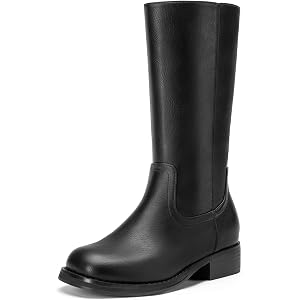 Athlefit Girls Knee High Fashion Riding Boots with Zipper | Comfortable sole & lining, Slip-resistant, Square toe, For girls