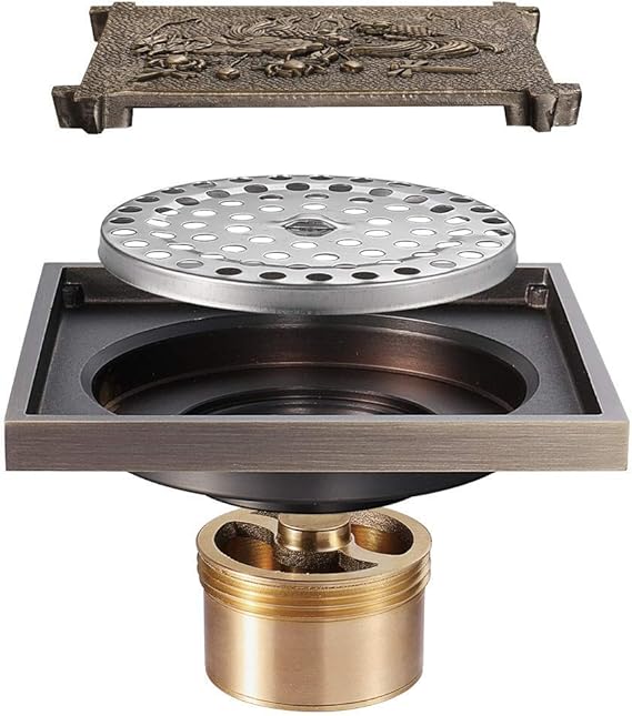 Cuarto de baño 4-pulgadas de ducha Suelo de drenaje plaza de cobre puro