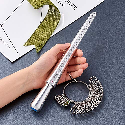 Ring Sizer, Metal Ring Mandrel and Finger Size Measuring Rod Jewelry Making Measurement Tool Round Model Set