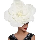 LDFWAY Large Flower Fascinators for Girls Women Tea Party Cocktail Headwear Derby Hats with Headband and Clip for Wedding