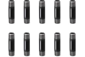 HOME TZH TZH 10 Pack Iron Pipe, Heavy Duty Pre-Cut Steel Pipe, Threaded Tubes of metal for Industrial Vintage Style DIY Project/Furniture/Shelving Decoration (1/2"x3", Grey)