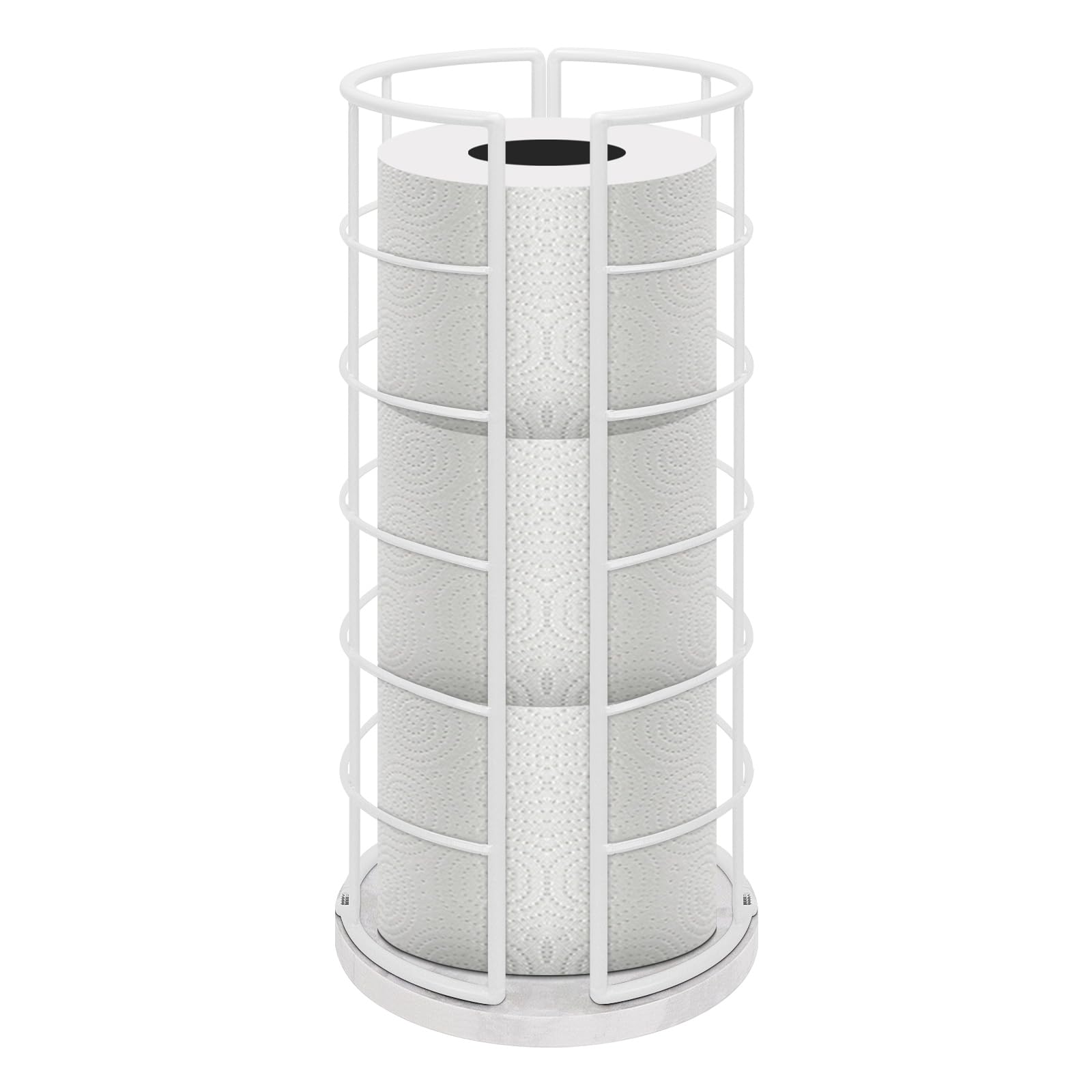 Photo 1 of **MISSING HARDWARE** NearMoon Toilet Paper Organizer Stand, Free Standing 3 Rolls Tissue Storage, Metal Bathroom Accessory, Rustproof Toilet Roll Holder for Kitchen Countertop Inside Cabinet Shelf(Marble Base, White)