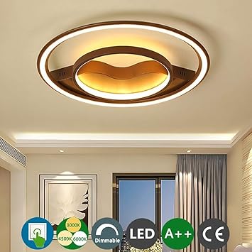 Amazon Com Hzc Led Ceiling Light Dimmable Living Room Lamp Brown