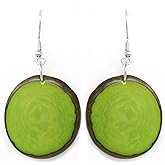 Tagua Nut Earrings Green Chips Handmade Fair Trade, LIghtweight, by Florama Natural Jewelry
