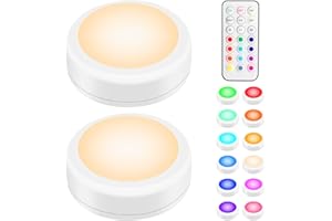 BLS - LED Lights with Remote, RGB 13 Colors Changing Under Cabinet Lighting Wireless Night Light AA Battery Operated Push Lig
