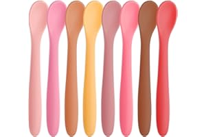 HANSGO 8-Piece Silicone Baby Spoons, First Stage Infant Self Feeding Spoons, Soft-Tip Gentle on Gums, Baby Utensils, Infant Training Spoon, Dishwasher Safe & Boil-proof