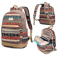 Kinmac New Bohemian Waterproof Laptop Backpack with Massage Cushion Straps and USB Charging Port for Laptop Up to 15.6 Inch Men Women Student Travel Outdoor Backpack