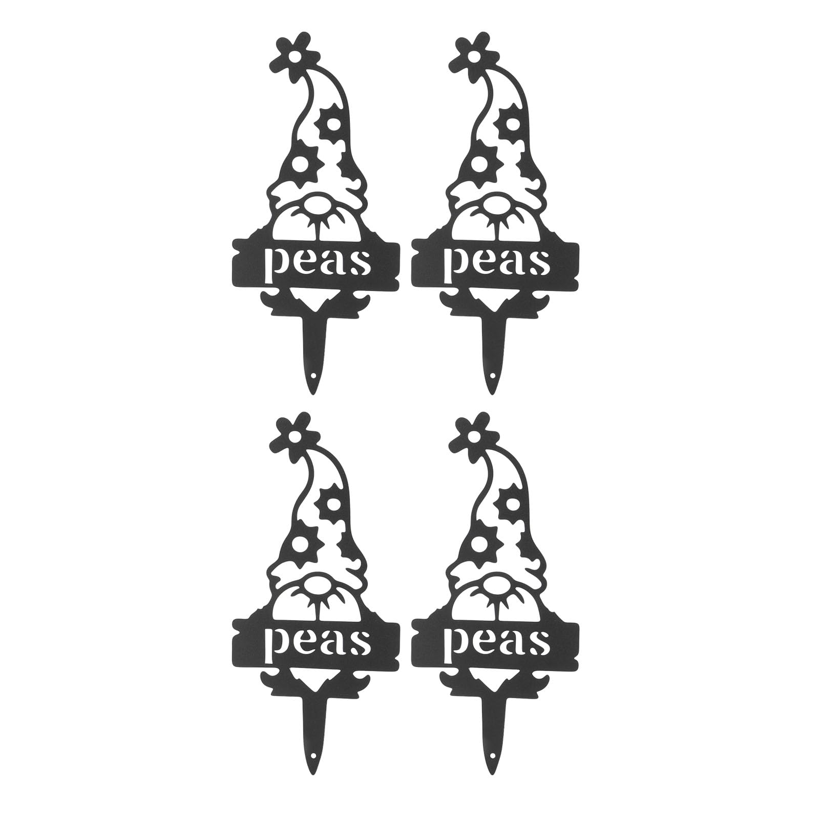 Dekaim 4Pcs Garden Gnome Plant Markers,Durable Rustproof Decorative,Metal Plant Marker Plant Label Stake,for Garden Lawn Yard(peas)