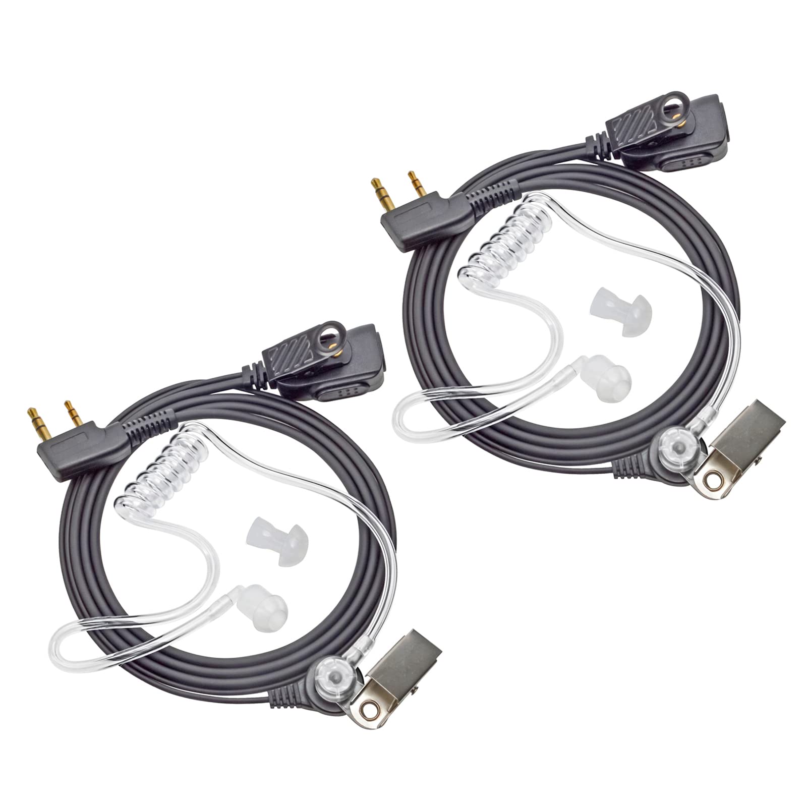 HYSHIKRA Walkie Talkie Earpiece 2 Pin Headset Compatible with Kenwood Baofeng UV5R 888S UV-82HP BF-F8HP Retevis Two Way Radios (2 pcs)