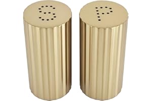 Hamwesh Gold Salt and Peppers Shakers Set, 304 Stainless Steel Seasoning Jars for Salt Sugar Peppers with Non Slip Base for K