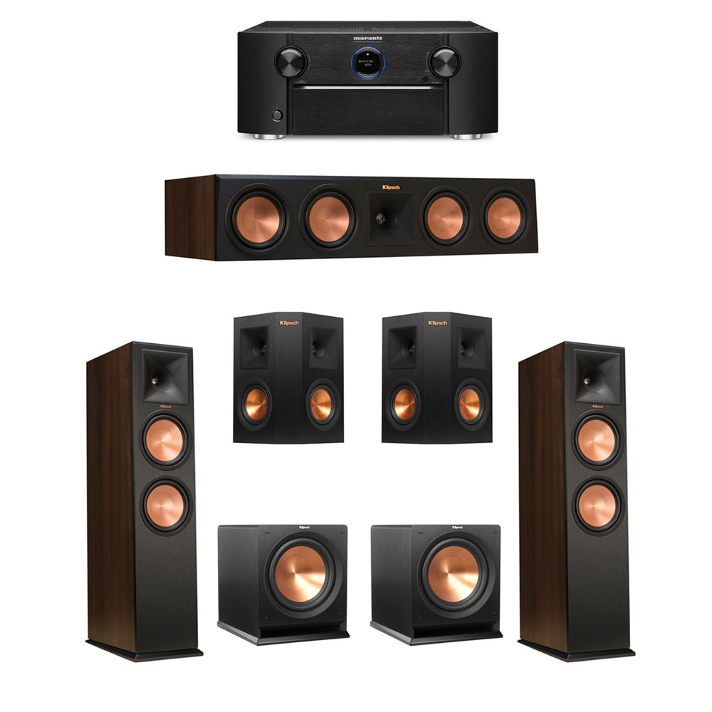 Klipsch 5.2 Walnut System with 2 RP280F Tower Speakers, 1 RP450C