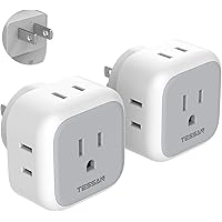 3 Prong to 2 Prong Adapter, TESSAN Multi Plug Extender with 4 Electrical Outlets - Type A Muitiple Wall Plug Splitter…