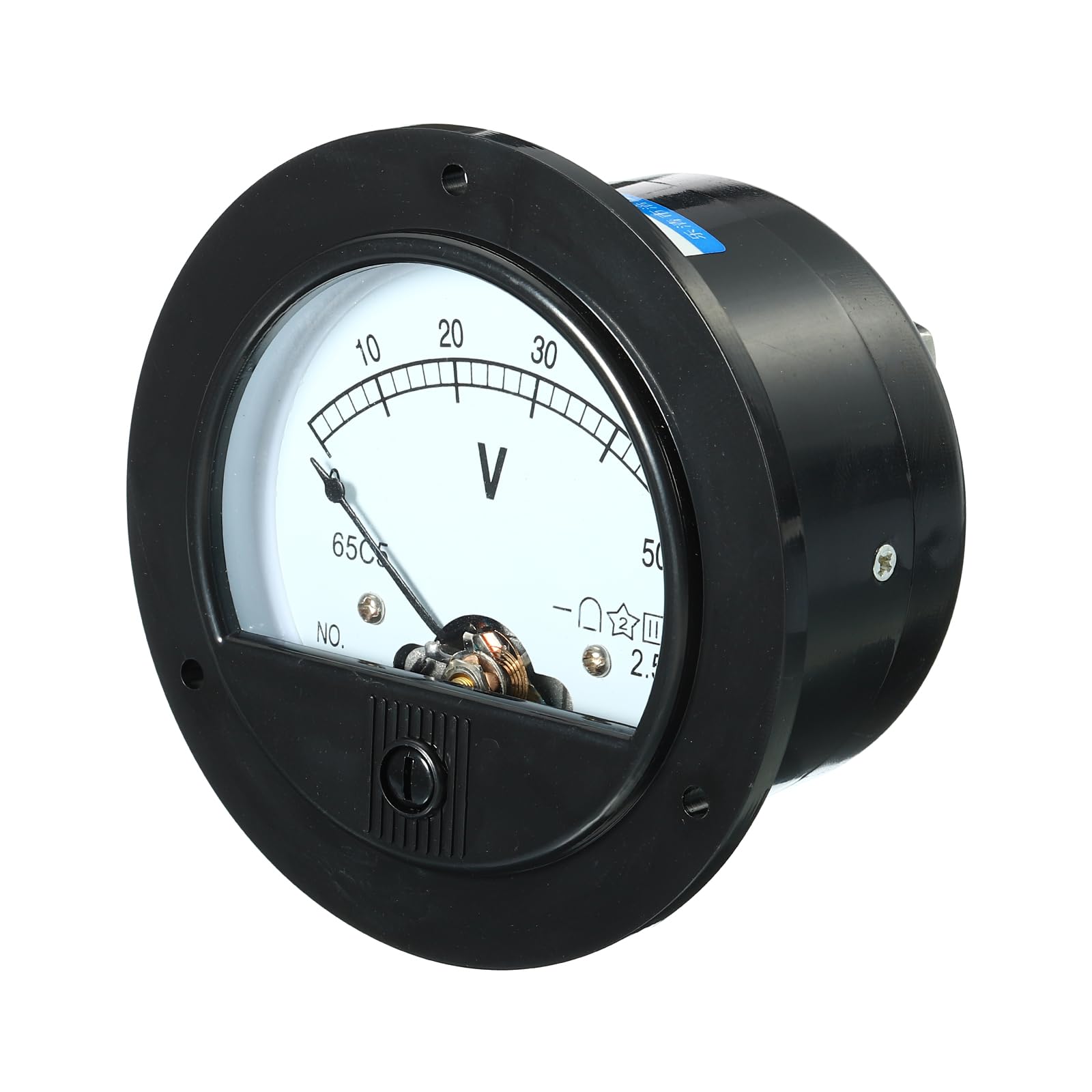 YOKIVE Analog Panel Voltmeter, DC 50V Volt Meter Measuring Gauge, Great for Circuit Testing Measurement Equipment (White, Clear, Black, Round)