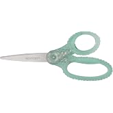 Westcott GEM Crystal-Design Scissors for Kids Ages 12+ - Back to School Essentials and Classroom Supplies - 7-Inch Pointed Student Scissors - for Right- or Left-Handed Use - Green - 1 Pack