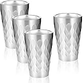 JIEYAO 4 Pack Stainless Steel Cups, 16oz Double Wall Insulated Tumblers Unbreakable Stackable Metal Cups Heat Resistant Drinking Glasses for Travel Camping Home Outdoor