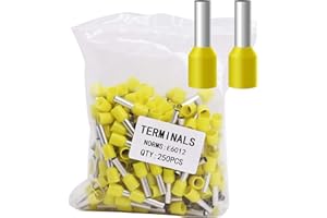 Fidioto 10AWG Wire Ferrules Terminals, 250pcs AWG10/6mm² Wire Ferrule kit for Electric, Industrial, Chemical Industry, Power Control System, etc.